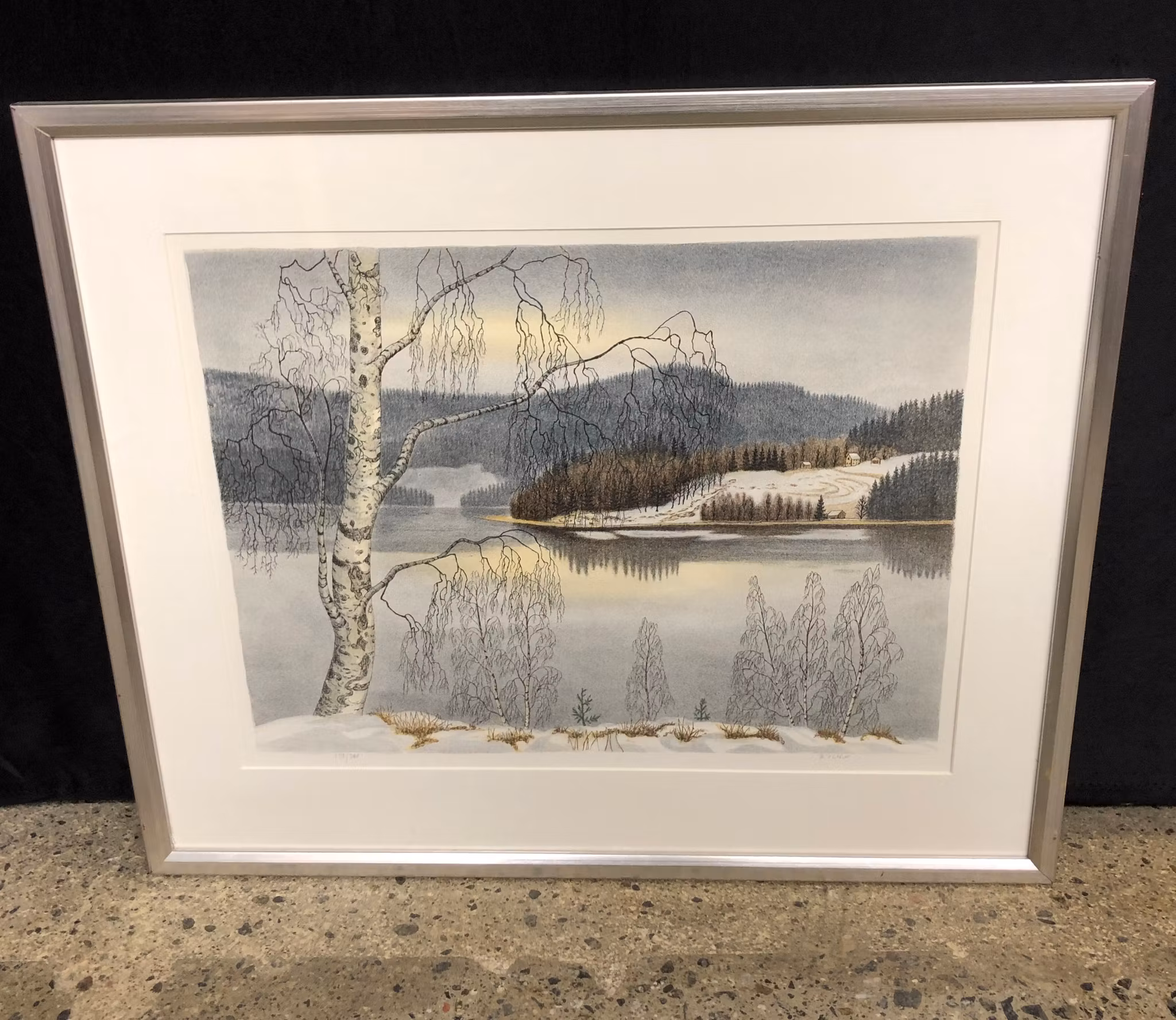 PER JULIUS. Winter landscape, color lithograph, signed and numbered 258/360.