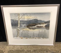 PER JULIUS. Winter landscape, color lithograph, signed and numbered 258/360.