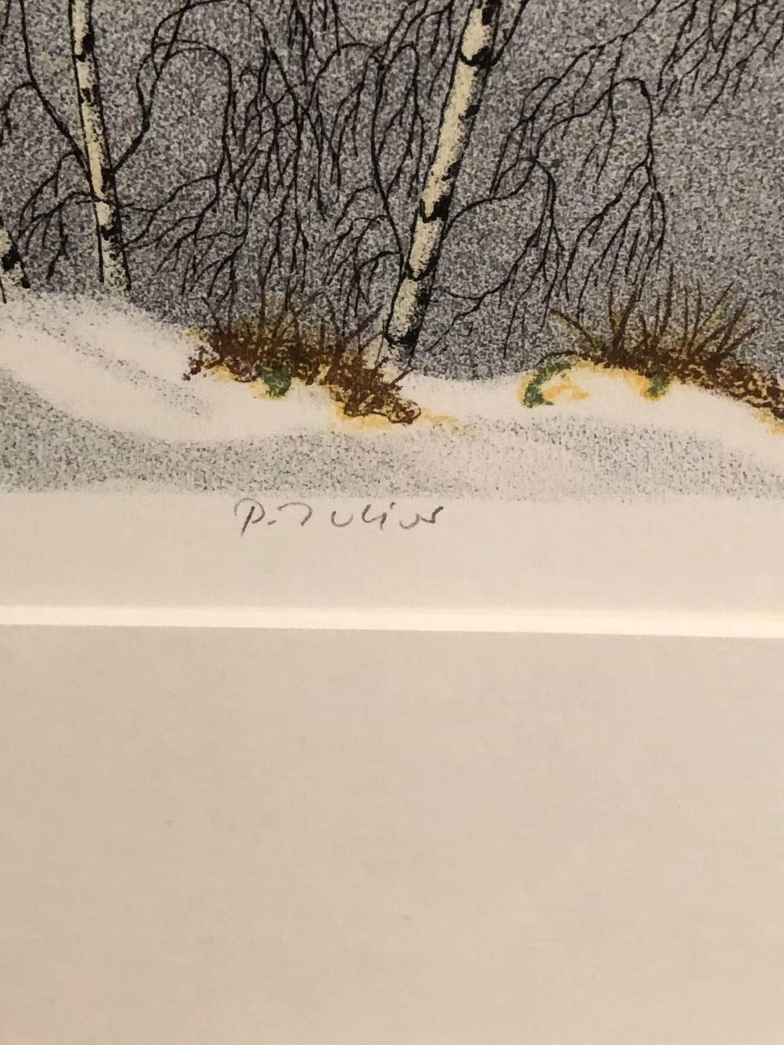 PER JULIUS. Winter landscape, color lithograph, signed and numbered 258/360.