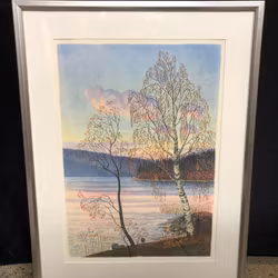 PER JULIUS. Insjölandskap, färglitografi, signerad samt numrerad 258/360.