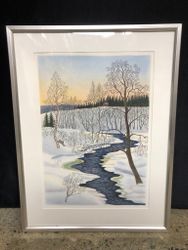 PER JULIUS. Vinterlandskap, färglitografi, signerad samt numrerad 258/360.