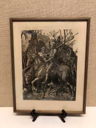ALBRECHT DÜRER. After, "Knight, Death and the Devil" etching, signed and dated in the print 1513.