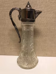 WINE DECANTER, glass/nickel silver, Raimond, Italy, second half of the 20th century.