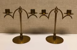 KANDELABRAR ett par, mässing, O.H. Lagerstedt, Eskilstuna, Swedish Grace, 1930/40-tal.