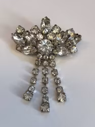 Brooch Strass metal Vintage 20th century