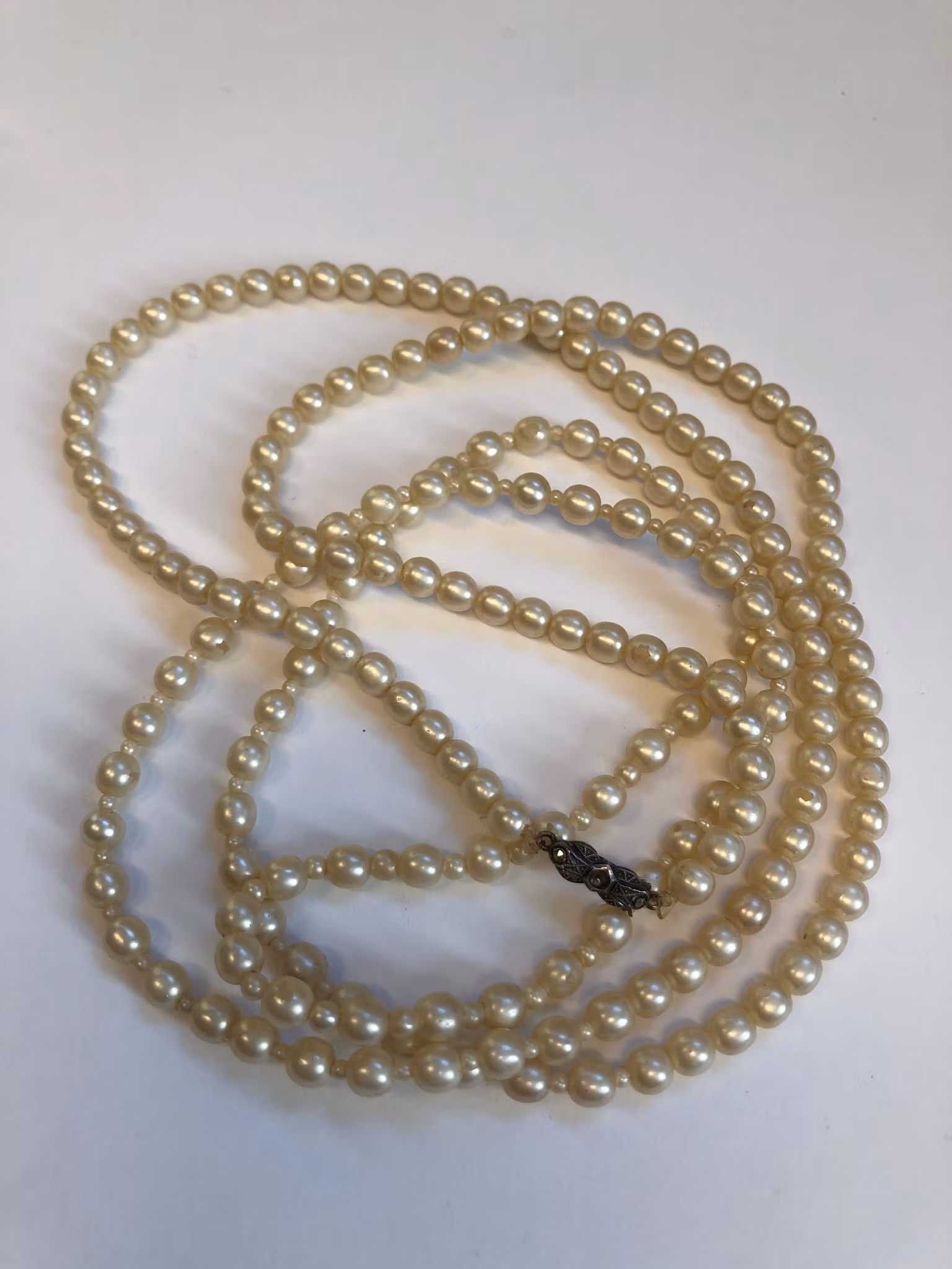 PÄRLHALSBAND, konstmassa/silver, Vintage 1900-tal