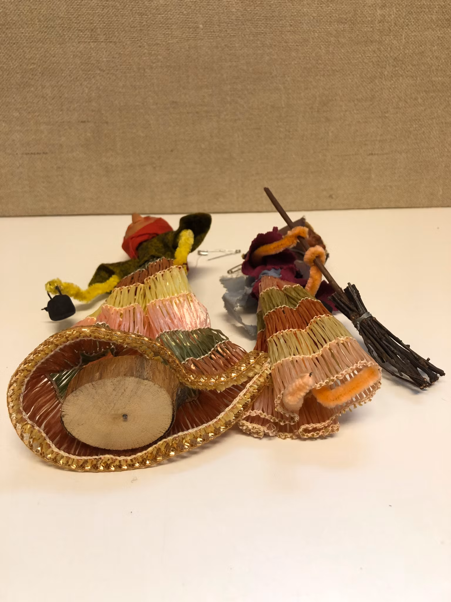 POPE CLEANERS 2 pieces. pipe cleaners/textile, 1900s.