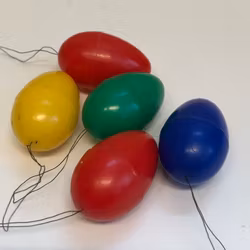 PÅSKÄGG 5 st. plast, påskrispynt, 1960/70-tal.