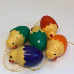 PÅSKRISPYNT 5 st. plast, 1960/70-tal.