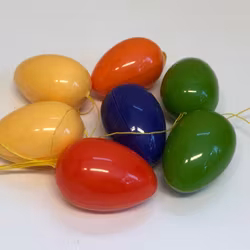 PÅSKÄGG 7 st. plast, påskrispynt, 1960/70-tal.