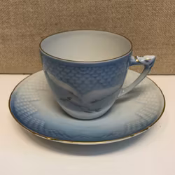 COFFEE CUP & SAUCER, porcelain, "The Seagull", Fanny Garde, Bing & Grondahl, Denmark.