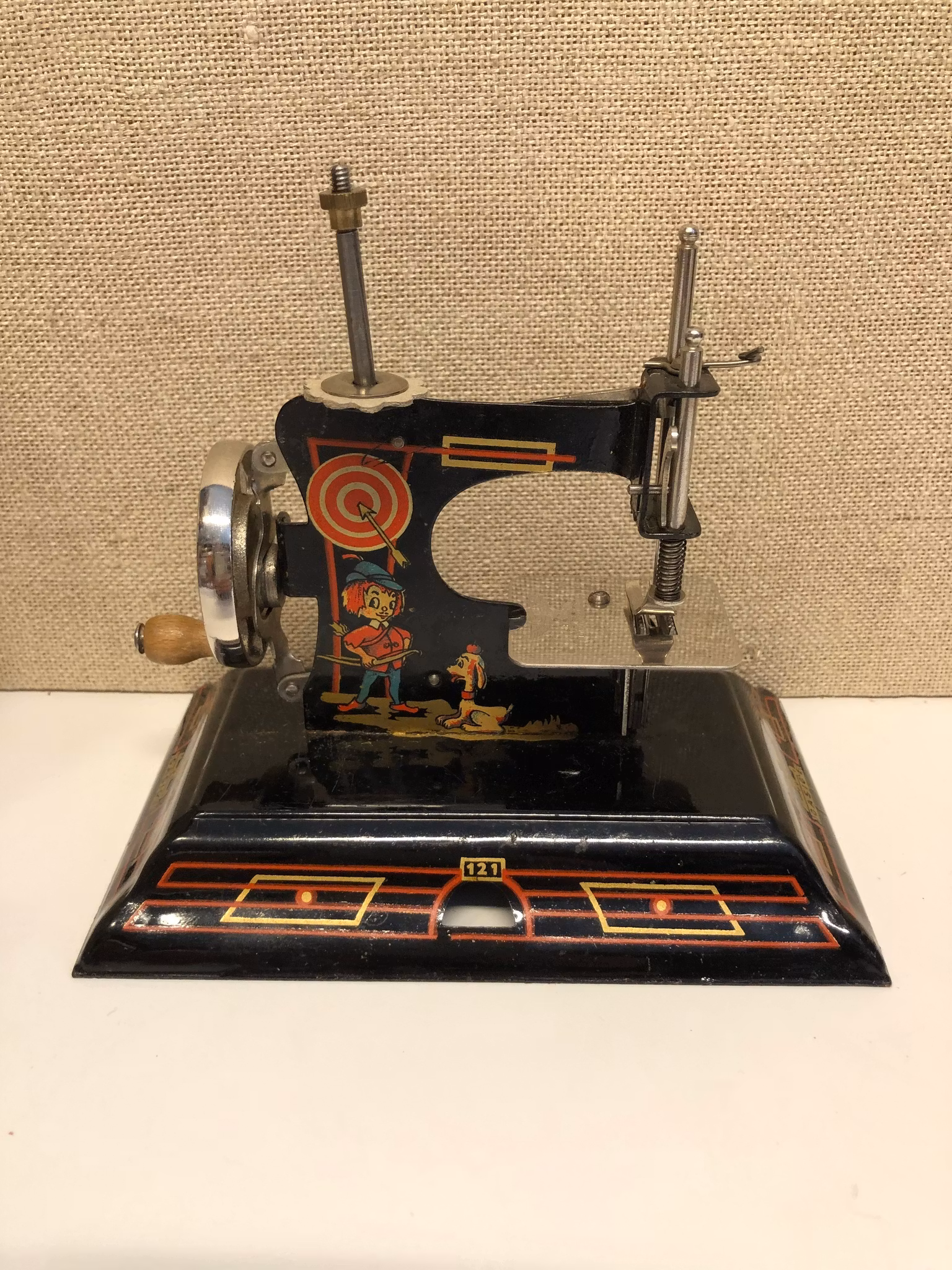 SYMASKIN, metall, barnmodell, originalkartong, Casige, Germany, 1900-talets första hälft.