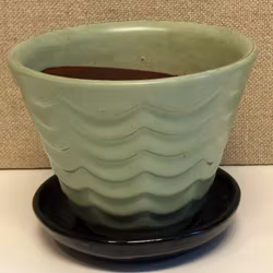 FLOWER POT WITH SAUCER, ceramic, "Ann", Uppsala-Ekeby, mid-20th century.