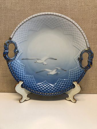 CAKE DISH, porcelain, "The Seagull", Fanny Garde, Bing & Grondahl, Denmark.