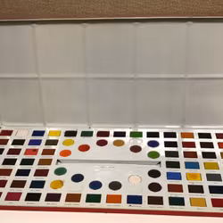 MÅLARLÅDA, plåt, "Page London", vattenfärg, Western Paint Box, England, 1900-talets mitt.