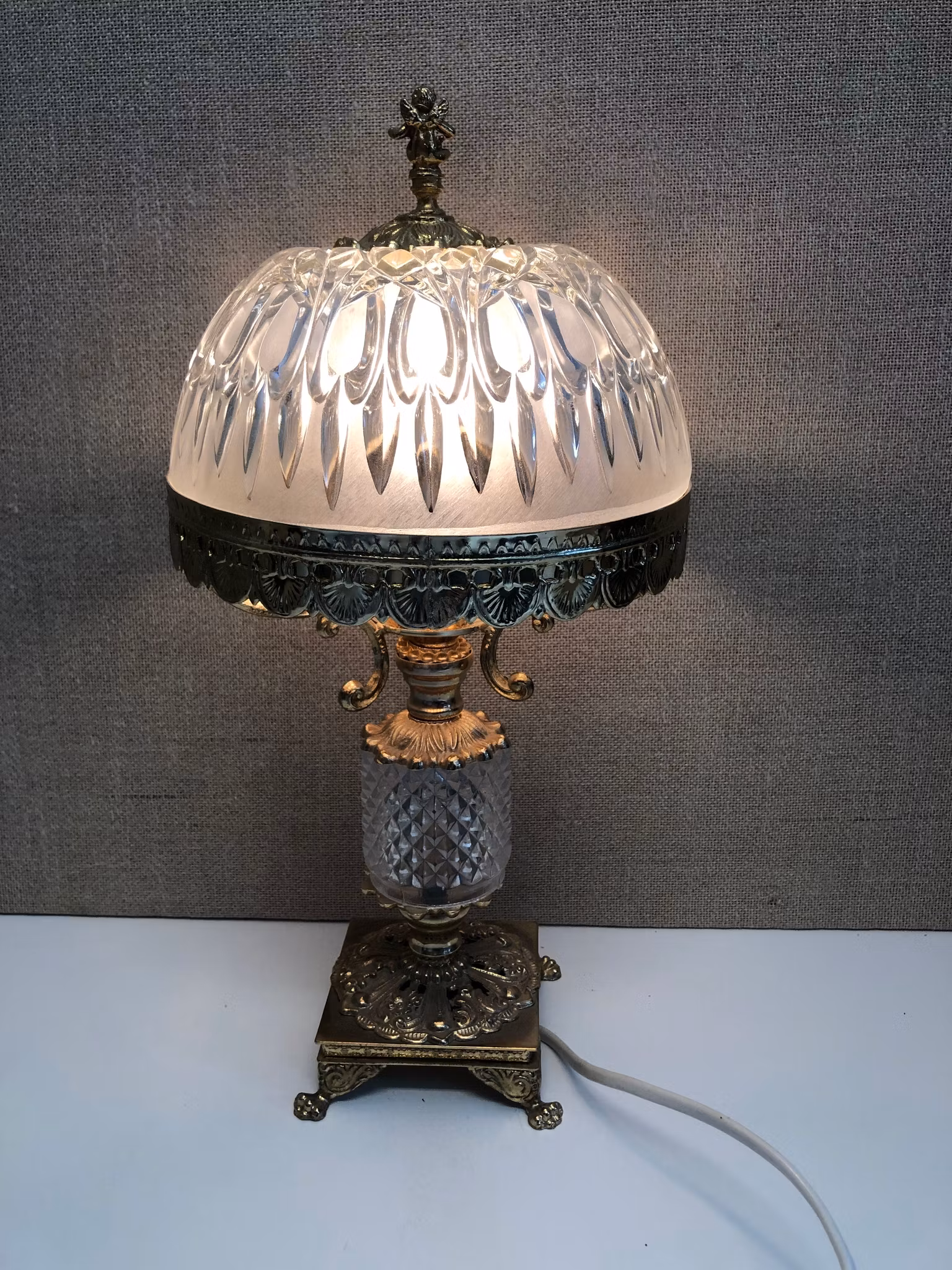 BORDSLAMPA, metall/glas, 1980-tal.