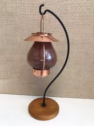 GUNNAR ANDER, ljuslykta, koppar/glas/teak, Ystad Metall, Sweden, 1960/70-tal