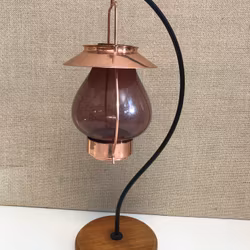 CANDLE, copper/glass/teak, Ystad Metall, Sweden, 1960s/70s