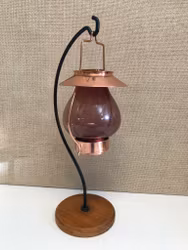 GUNNAR ANDER, ljuslykta, koppar/glas/teak, Ystad Metall, Sweden, 1960/70-tal