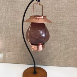 CANDLE, copper/glass/teak, Ystad Metall, Sweden, 1960s/70s