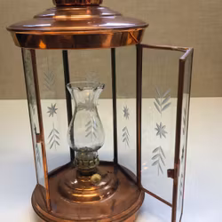 CANDLE, copper/glass, second half of the 20th century.