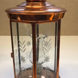 CANDLE, copper/glass, second half of the 20th century.