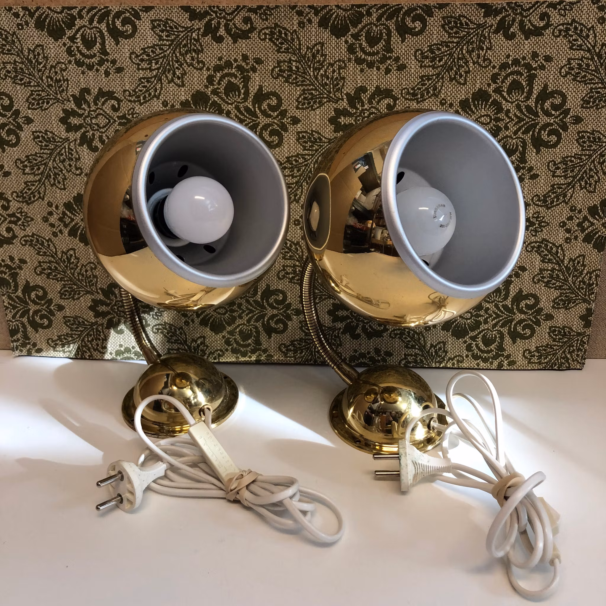 VÄGGLAMPOR, ett par, mässing, Norrsken TYP 46.