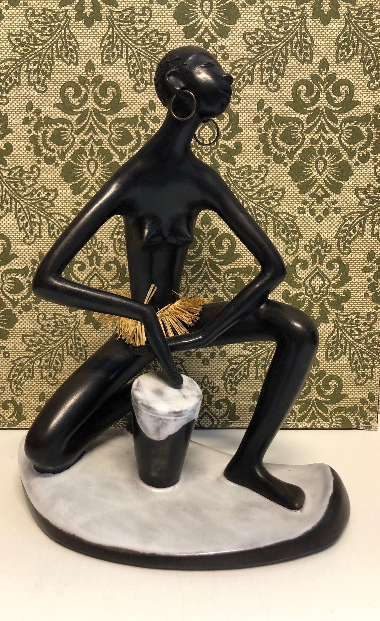 LEOPOLD ANZENGRUBER, skulptur, keramik, Afrikana, 50-tal. Österrike.