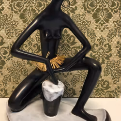 LEOPOLD ANZENGRUBER, skulptur, keramik, Afrikana, 50-tal. Österrike.