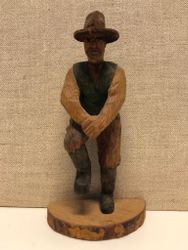 TRÄSKULPTUR, Cowboy, signerad E.D. 1940-tal