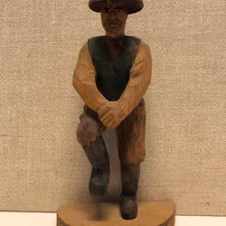 WOODEN SCULPTURE, Cowboy, signed ED 1940s