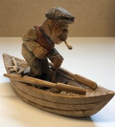 SKULPTUR, trä, "Fiskare", signerad GH samt daterad 1958.