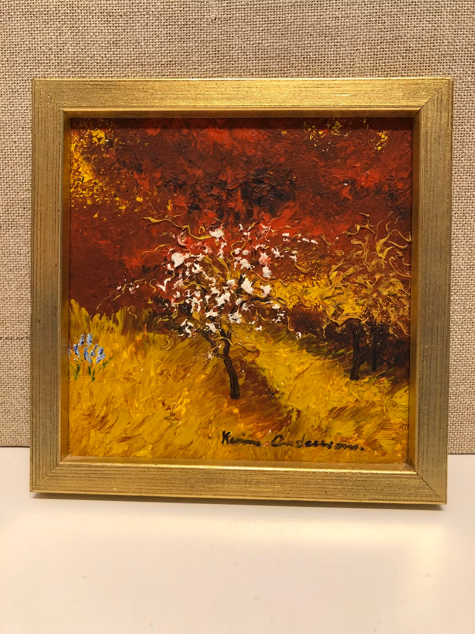 KARIN ANDERSSON. Höst, olja på pannå, signerad.