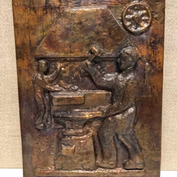 HARRY EKELUND. Relief, copper, "Blacksmith", signed.