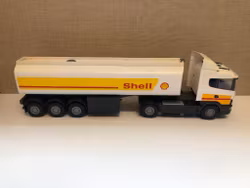 LEKSAKSLASTBIL, plast, "Tankbil Shell", Scania 144G 420, Emek, 19/2000-tal.