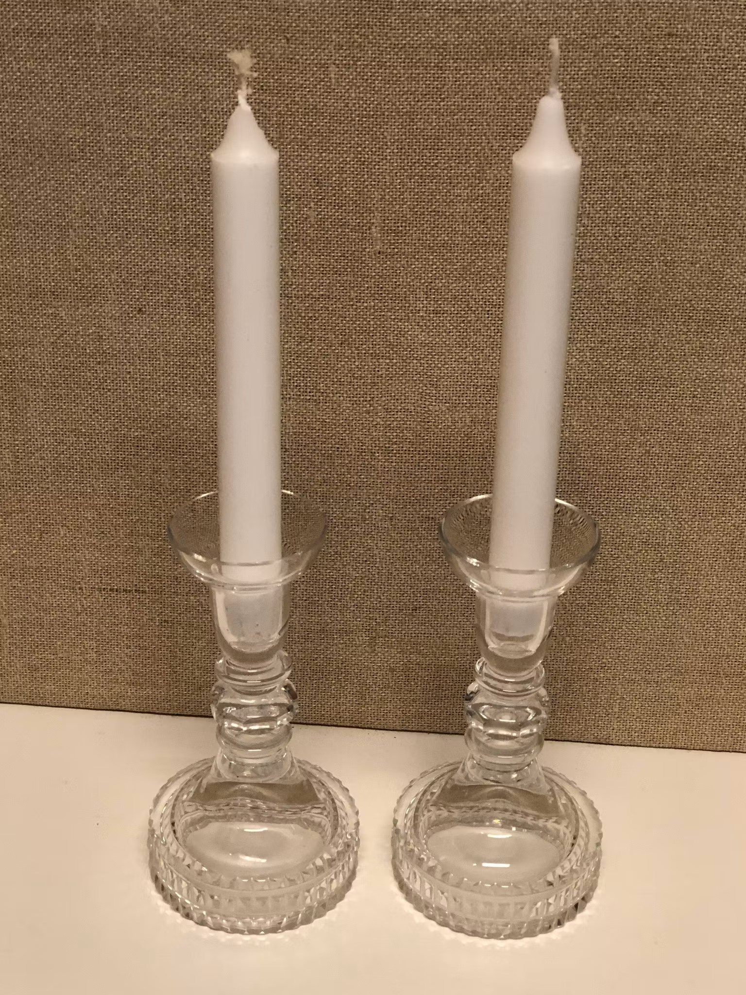 LJUSSTAKAR, ett par, glas, 1900-talets andra hälft.
