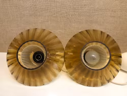 TAKLAMPOR ETT PAR, glas/teak, 1960-tal.