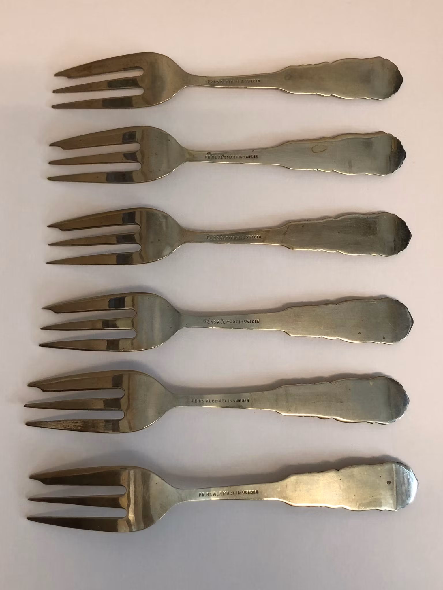 TÅRTGAFFLAR, 6 st, nysilver, Sweden.