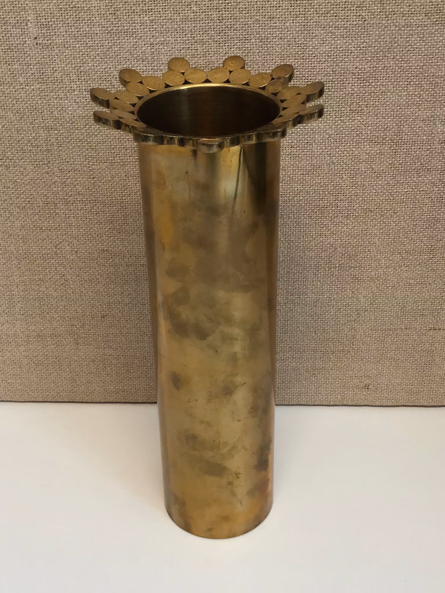 PIERRE FORSELL. Vas, mässing, Ateljéproduktion, Skultuna 1607, originalask, 1970-tal.