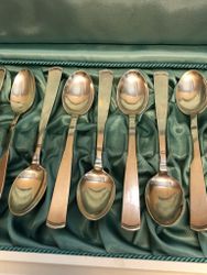 JACOB ÄNGMAN. Kaffeskedar 12 st. silver, "Rosenholm", GAB, 1970/68