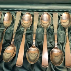 JACOB ÄNGMAN. Kaffeskedar 12 st. silver, "Rosenholm", GAB, 1970/68