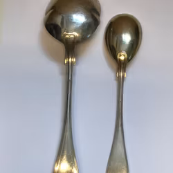 LAYING SPOONS 2 pcs. nickel silver, "French Lily", 1900s.