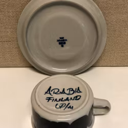 ULLA PROCOPE. Teacup with saucer, stoneware, "Anemone", Arabia, Finland.