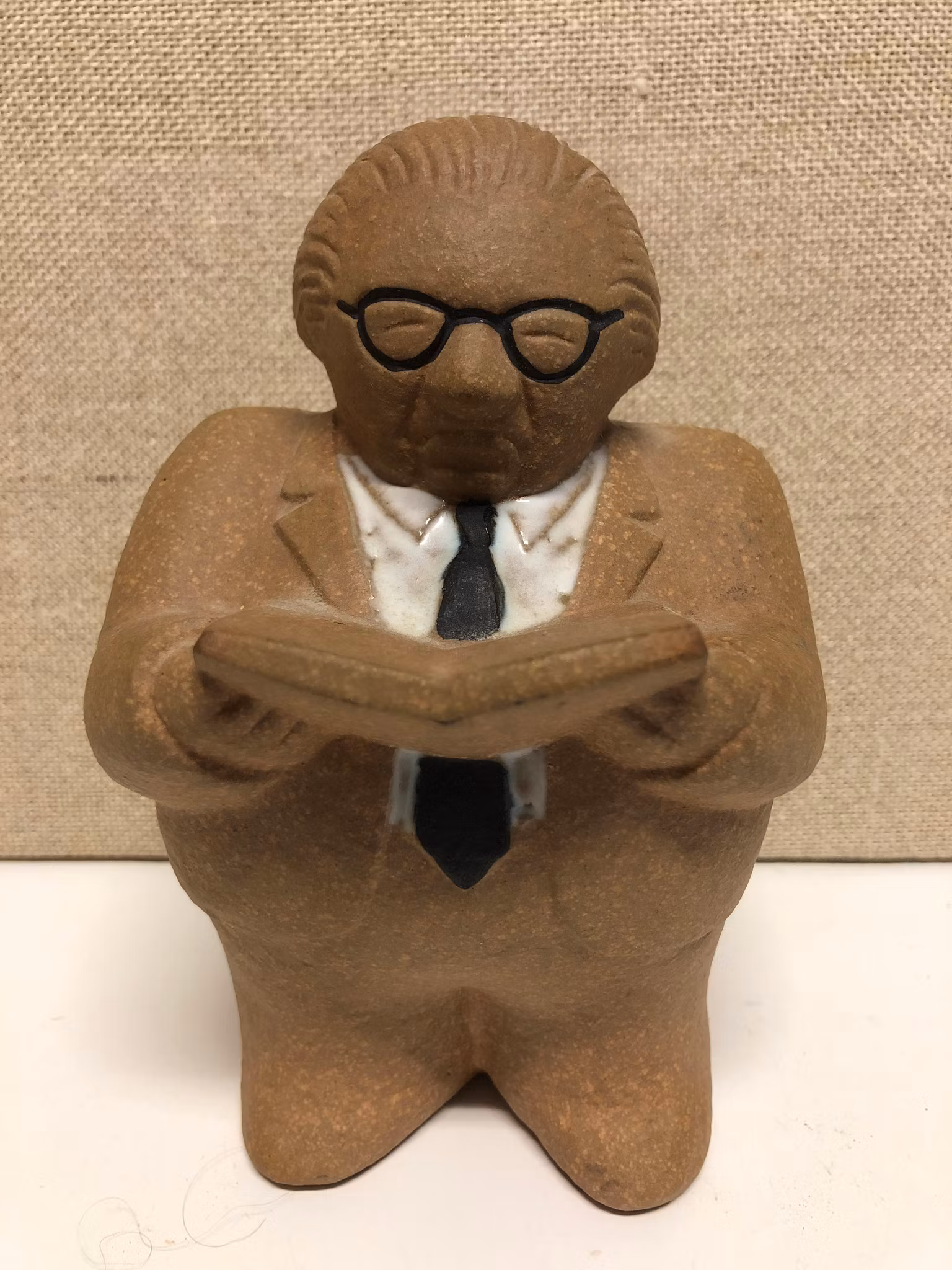 LISA LARSON. Figurin, stengods, sparbösssa, "Gunnar Sträng", Gustavberg, Sweden.