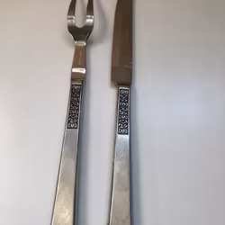 TRANCHERBESTICK, rostfritt stål, "Rosen", Åhlens, 1960/70-tal.