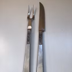 TRANCHERBESTICK, rostfritt stål, "Rosen", Åhlens, 1960/70-tal.