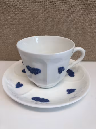 TEA CUP WITH SAUCER, bone china, "Blue Flower", Gustavsberg.