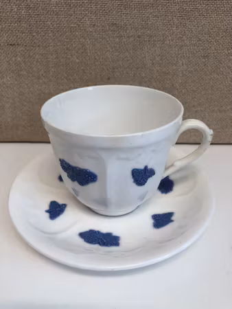 COFFEE CUP WITH SAUCER, bone china, "Blue Flower", Gustavsberg.