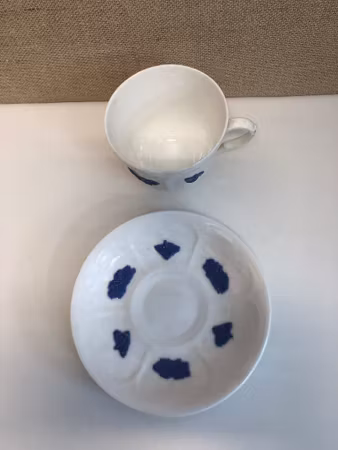 COFFEE CUP WITH SAUCER, bone china, "Blue Flower", Gustavsberg.
