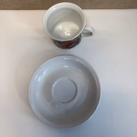 ESTERI TOMULA. Coffee cup with saucer, porcelain, "Valmu", Arabia, Finland.